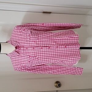 Sugar Rain Size M Pink White Gingham Button Down Long Sleeve Shirt